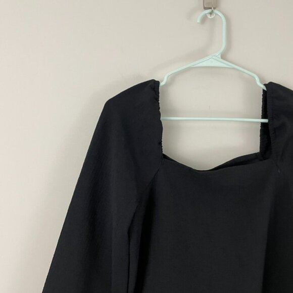 Madewell Crepe Square Neck Puff Sleeve Top in True Black Size Small - Picture 6 of 6